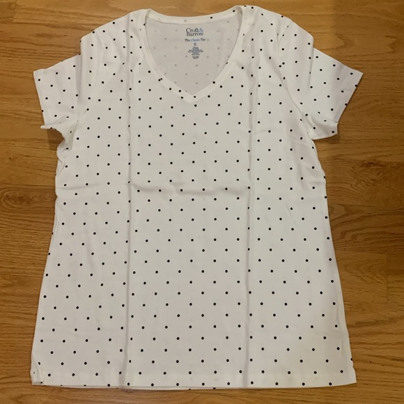 Croft & Barrow the classic tee white with black polka dots Sz XL New - Picture 2 of 5